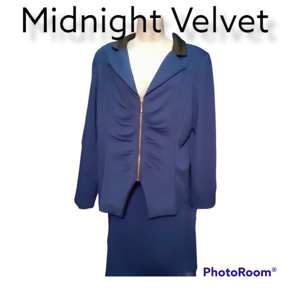 Midnight Velvet Blue & Black 2 pc Suit - Picture 1 of 12